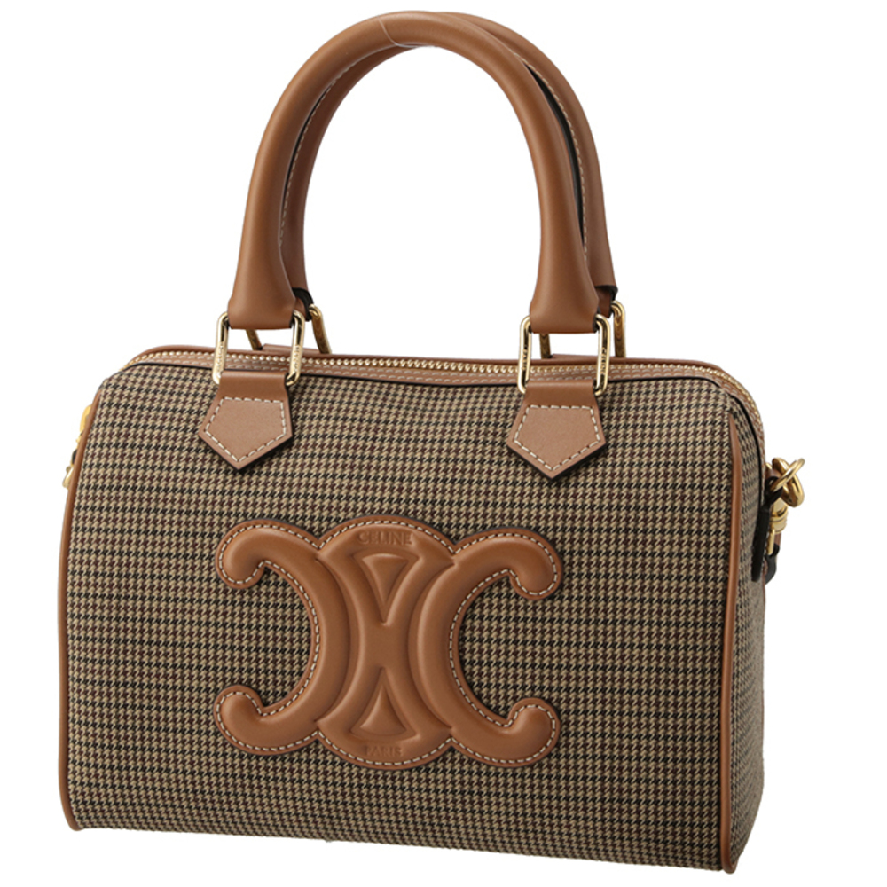 Celine Small Triomphe Boston Bag Houndstooth Brown - Picture 2 of 10